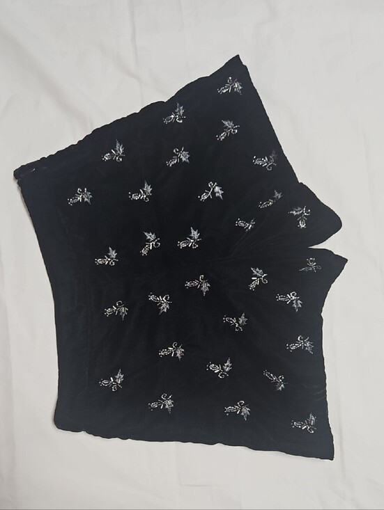 Zara Other - Zara Girl's Black Velvet Shorts with Silver Floral Accents Size 8